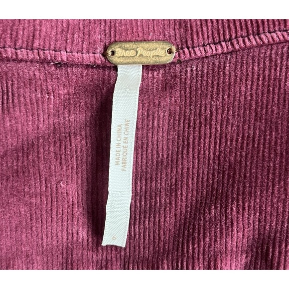 Free People Take Me Out Mulberry Corduroy Jumpsuit 6 Zip Front Utility Boho $148 - Picture 3 of 13